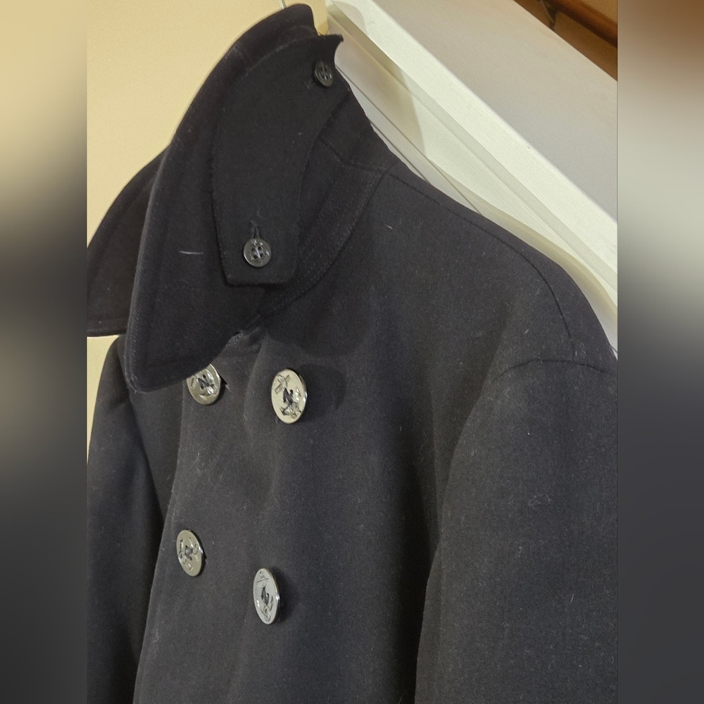 Vintage 40s WW2 US Naval Clothing Factory 10 Button Navy Wool PeaCoat Military - Picture 2 of 16